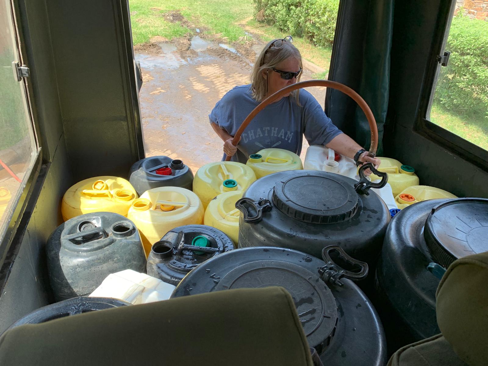 Filling water jerry cans